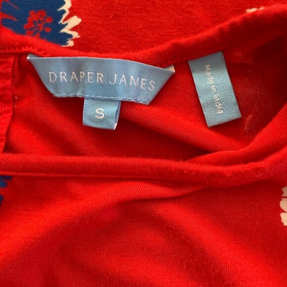 Draper James Red Blue Floral Print Cap Sleeve Pullover Blouse Women’s Size Small - Picture 4 of 11